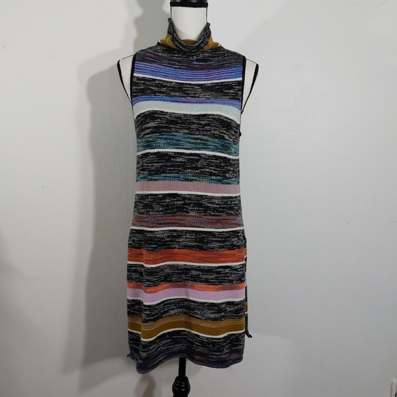 SOLD Anthropologie Maeve Rainbow Striped Knit Tunic Sweater Dress Size M - Picture 2 of 11